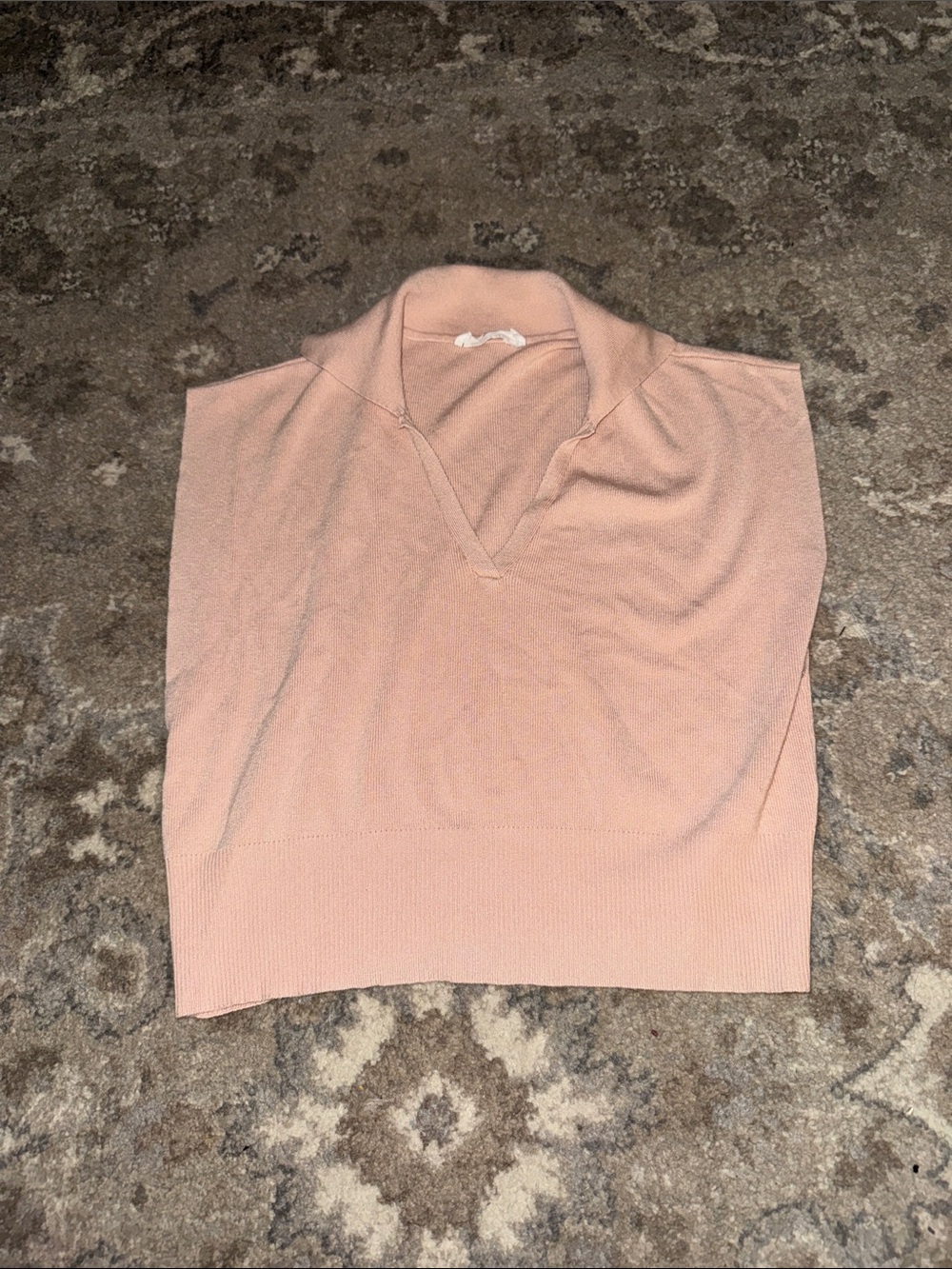Soft Pink Sleeveless Knit Polo Top